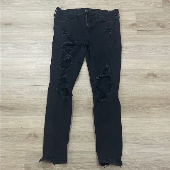 American Eagle Outfitters Distressed Black Skinny Jeans - Picture 6 of 8
